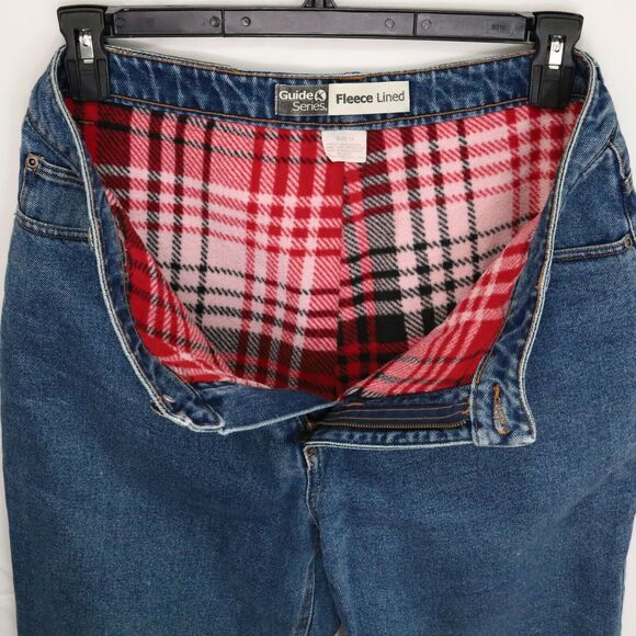 Guide Series Jeans Womens 14 Fleece Lined Blue Denim Straight Leg High Rise - Picture 4 of 11